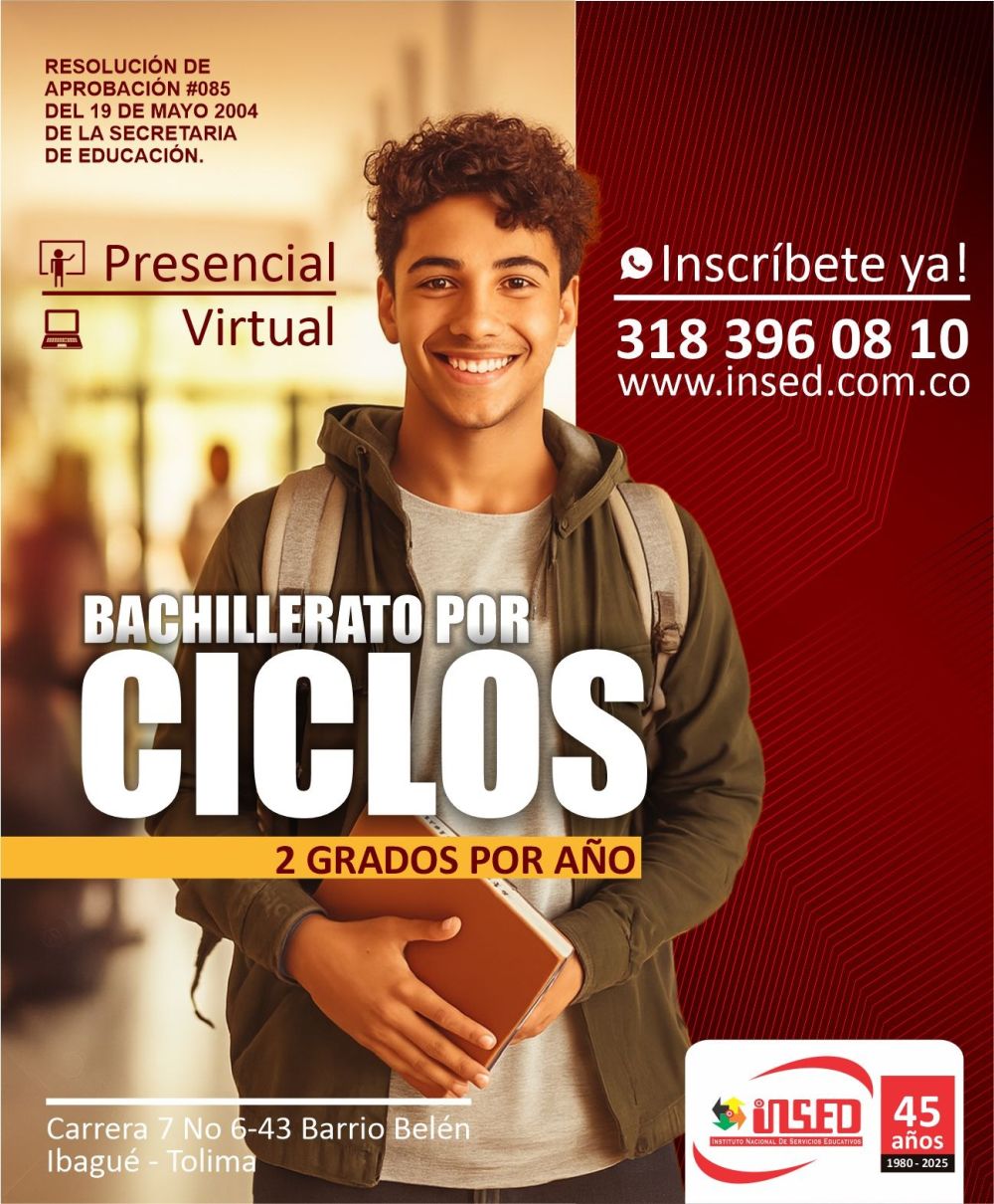 Costos educativos bachillerato por ciclos presencial en INSED